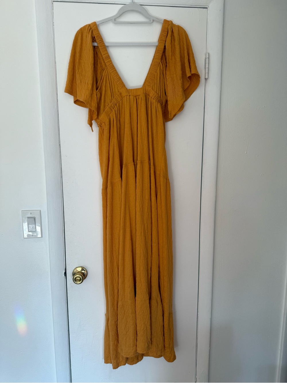Free People Vibrant Orange Deep V Tiered Maxi Dress - Picture 7 of 7